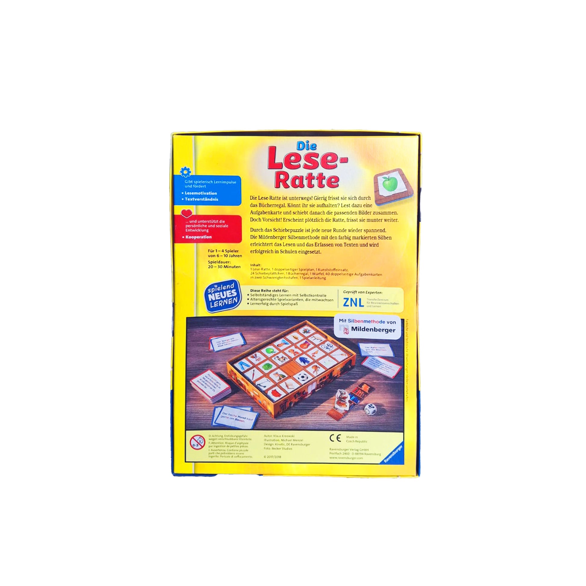Lesen lernen Spiel mit Karten und Spielplan