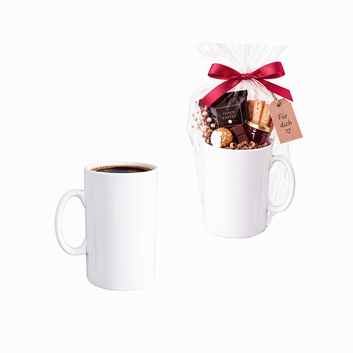 Extra große weiße Keramik-Kaffeetasse von Smilatte, gefüllt
