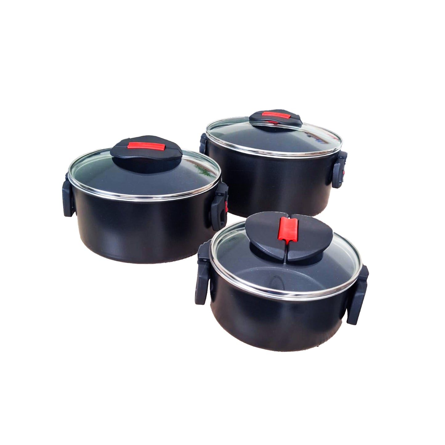 Abklappbarer Klickgriff des BALLARINI Click + Cook Topfsets