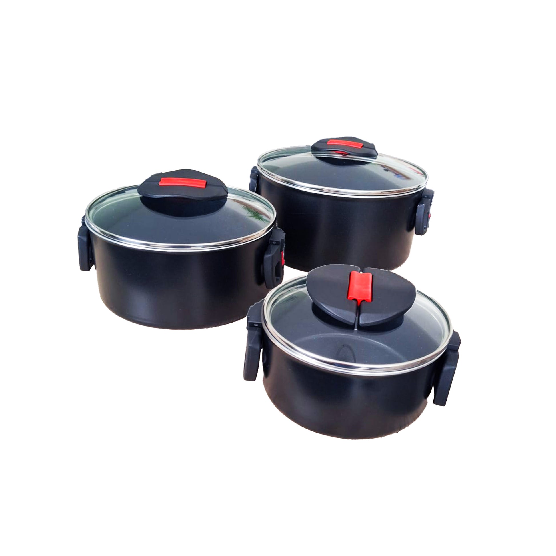 Abklappbarer Klickgriff des BALLARINI Click + Cook Topfsets