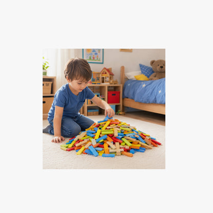 Bunte Holzbausteine von Jeujura Tecap Color im Kinderzimmer