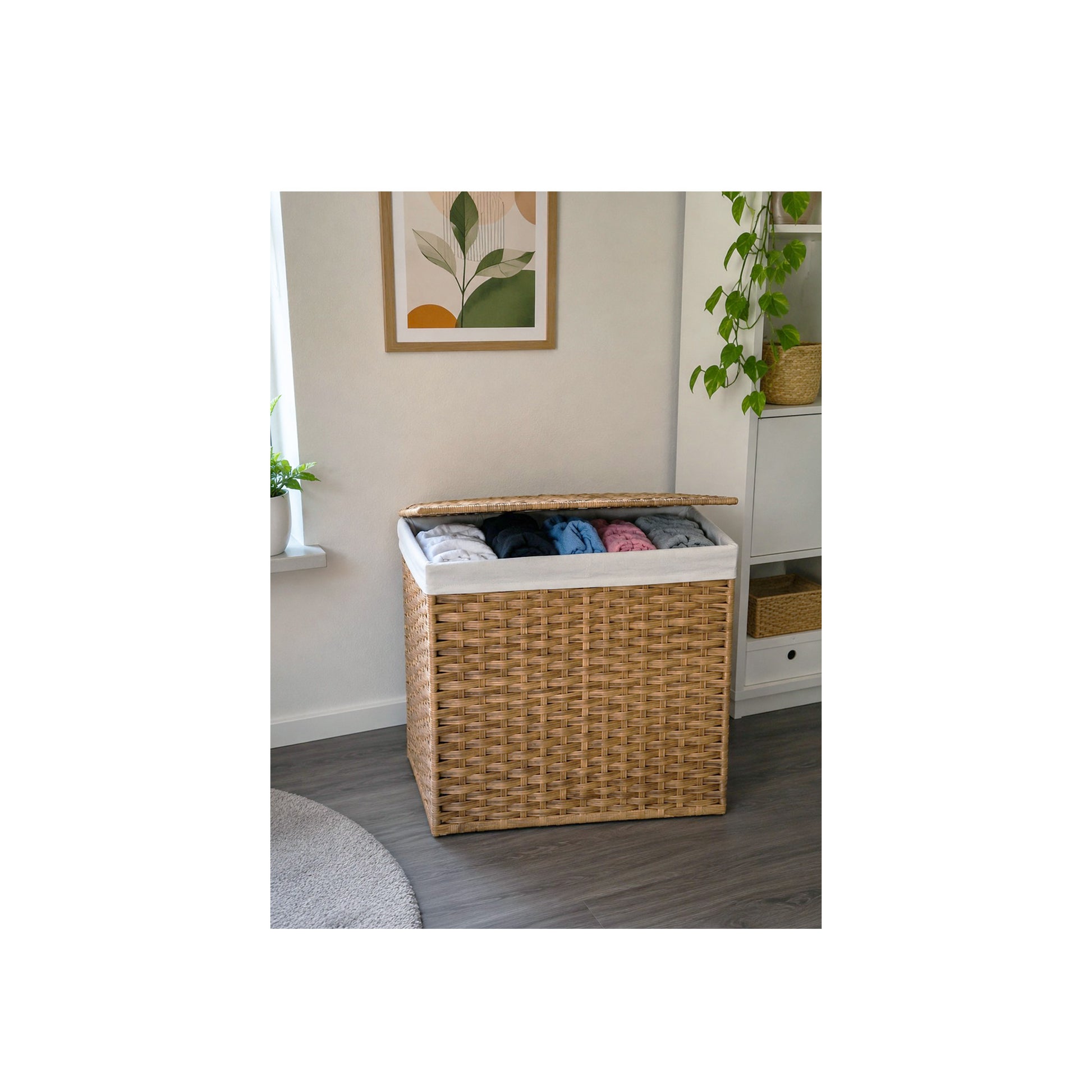 Wäschetruhe aus synthetischem Rattan für Badezimmer und Schlafzimmer
