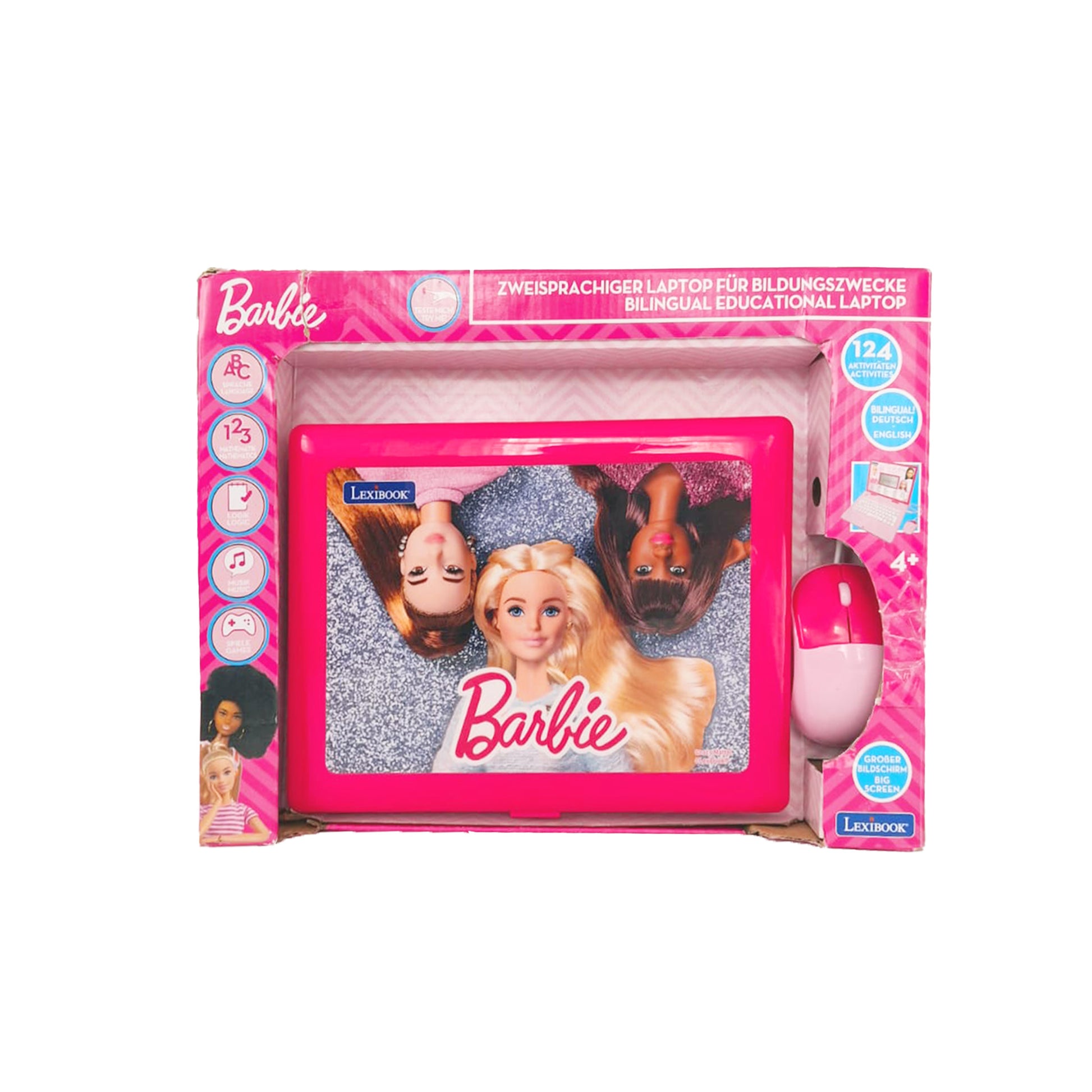 Originalverpackung des Lexibook Barbie Lernlaptops vorn