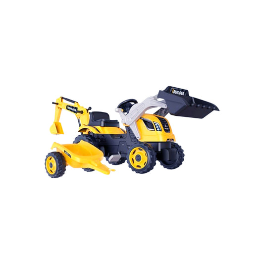 Smoby Kindertraktor Builder Max mit Anhänger und Schaufelbagger