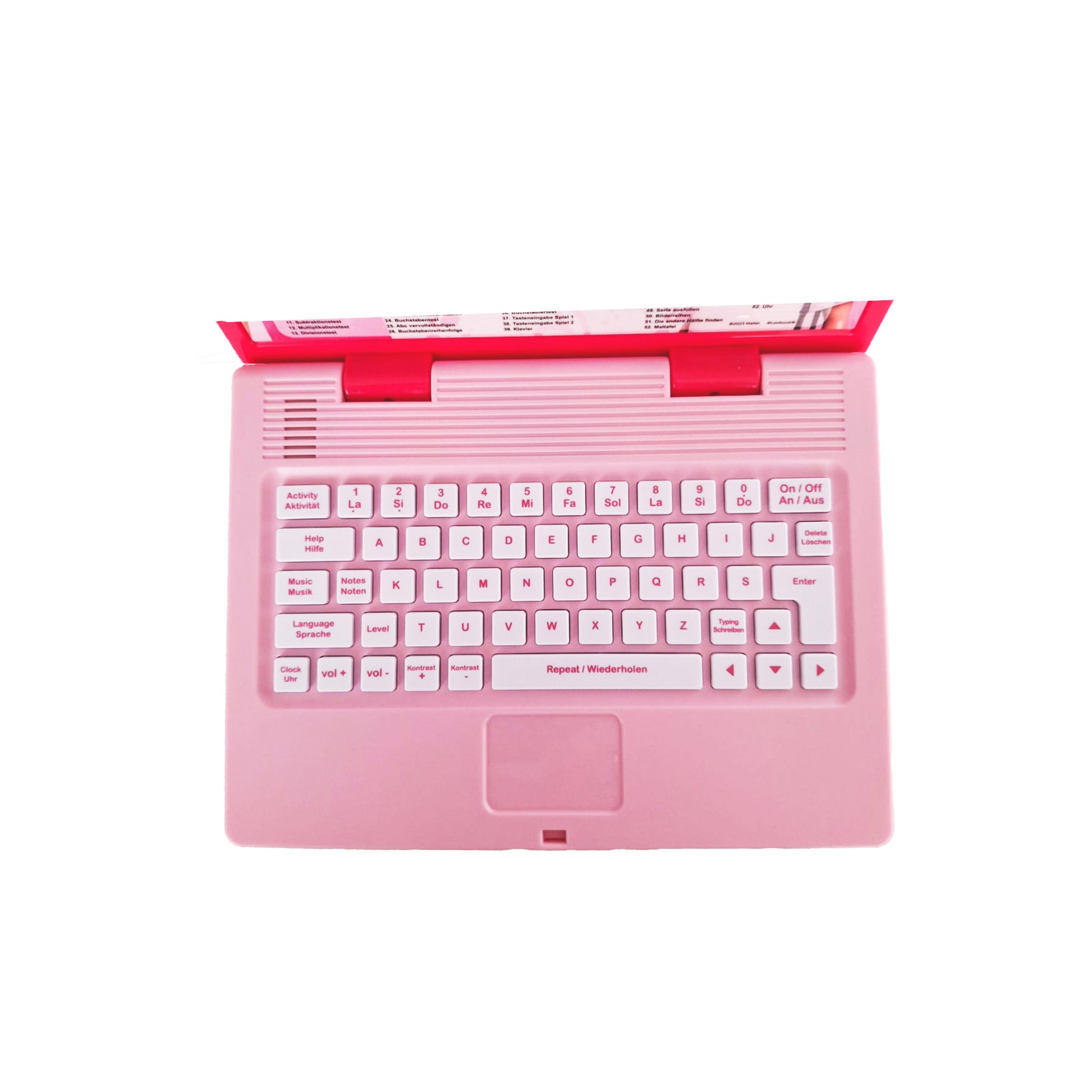 Tastatur des Lexibook Barbie Lerncomputers mit Buchstaben und Zahlen